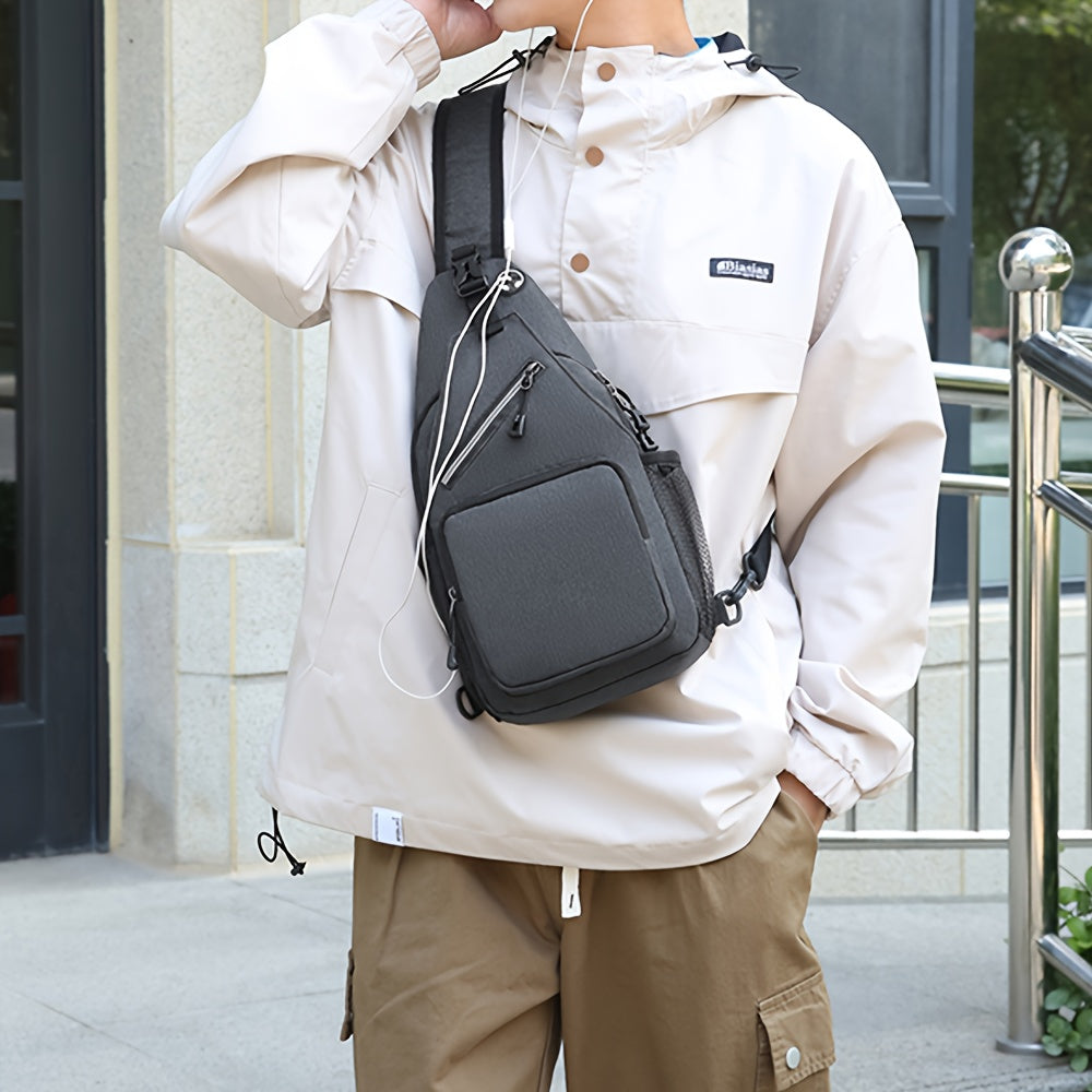 大容量男女单肩斜挎包——多功能刺绣运动风旅行包，带安全拉链，适合日常通勤与户外活动，多色可选