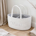 Large Rope Storage Basket with T-Shaped Dividers, 14x9x7 Inch Nursery Diaper Organizer Basket for Diapers Bottles Toys & Household Items, Woven Bin for Baby Room & Home Organization
