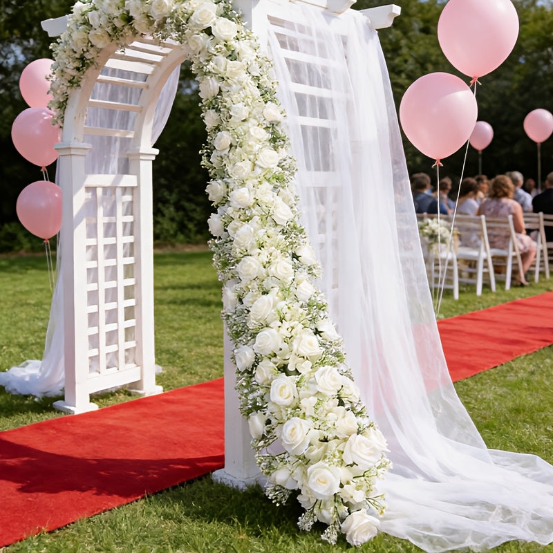Artificial Flower Arrangement – Silk Roses Hydrangeas & Baby's Breath for Wedding Waterfall Table Hanging Flower Strip Window Display & Event Decor in White