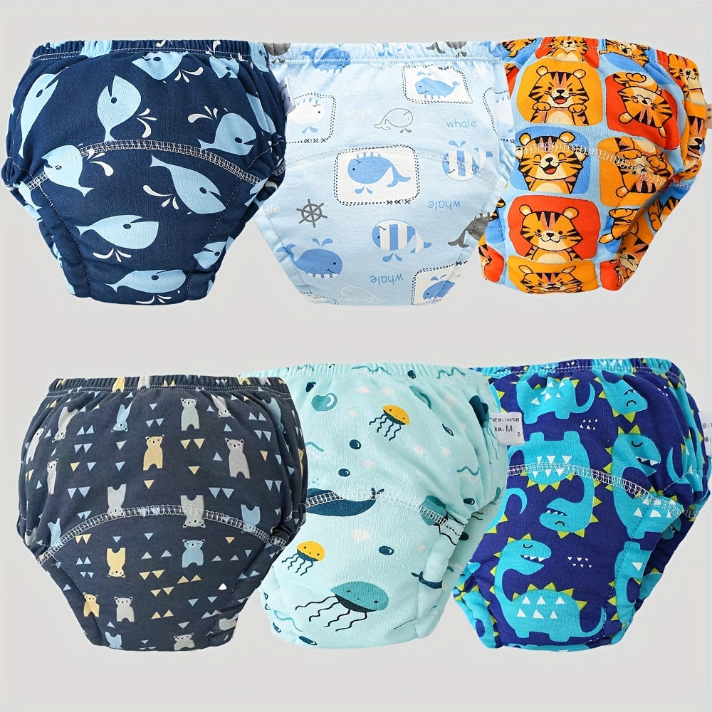6-Pack Soft Breathable Cotton Potty Training Pants, Washable Reusable Absorbent Toddler Training Underwear with Extra Padding, 3 Sizes & 3 Styles Including Animal Mixed & Pink Series