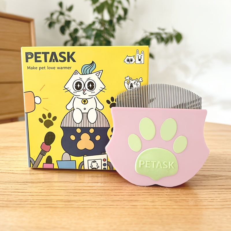 Pet Grooming Comb Set for Dogs, Cats, and Rabbits - Facial Wide-Tooth Needle Comb with Round-Head Curved Design, Flea Comb, and Tail Cleaning Comb for Small-Face and Full-Body Grooming