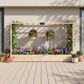 Raised Garden Bed with Trellis & Hanging Roof, 87"x14"x45", Fir Wood, 110 Lb Capacity, Drainage Holes, Detachable Bottom, Freestanding Elevated Planter Box for Climbing Plants, Vines, Vegetables & Flowers, Patio & Balcony