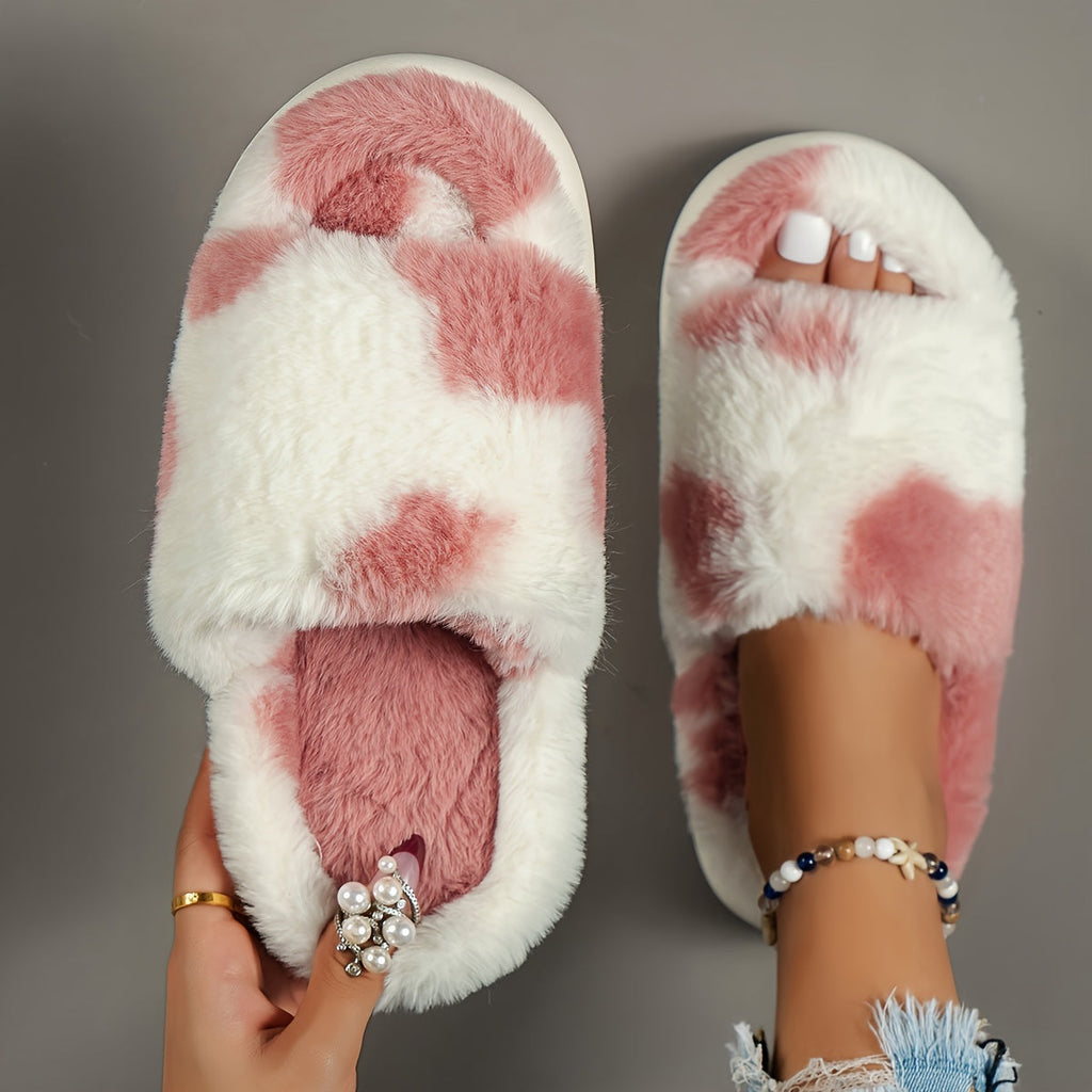 Women's Fluffy Faux Fur Platform House Slippers - Cozy, Warm & Fuzzy Single Band - US 5.5–11 - Pink, Black, Coffee, Multi-Color, Leopard Print, White, Khaki & Grey
