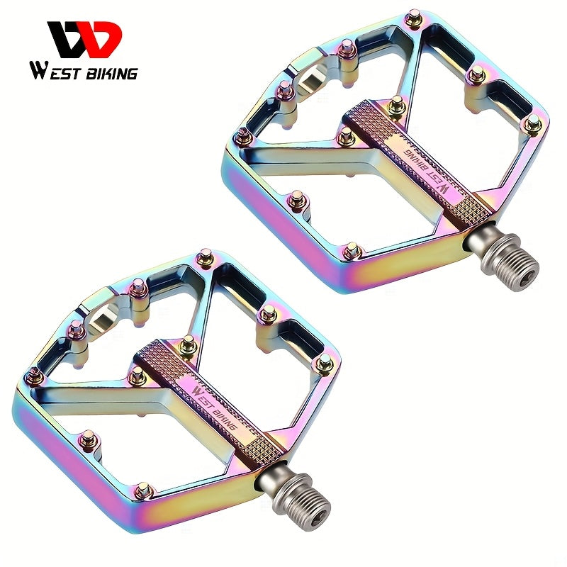 Aluminum Alloy Bike Pedals, 3 Bearings, Non-Slip, Lightweight Bicycle Pedals with Hexagonal Sleeve for Mountain Bikes & Road Bikes – Easy Install, Durable Multi-Color Cycling Accessories, 1 Pair