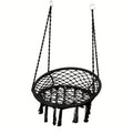 Hanging Hammock Chair Swing Woven Patio Swing Chair for Outdoor Garden Indoor Balcony & Camping – Holiday Gift – Black & White