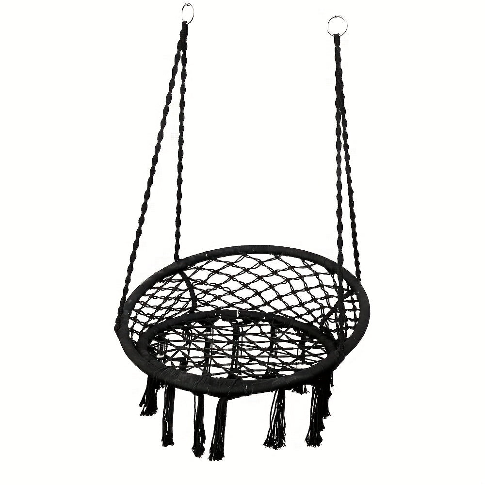 Hanging Hammock Chair Swing Woven Patio Swing Chair for Outdoor Garden Indoor Balcony & Camping – Holiday Gift – Black & White