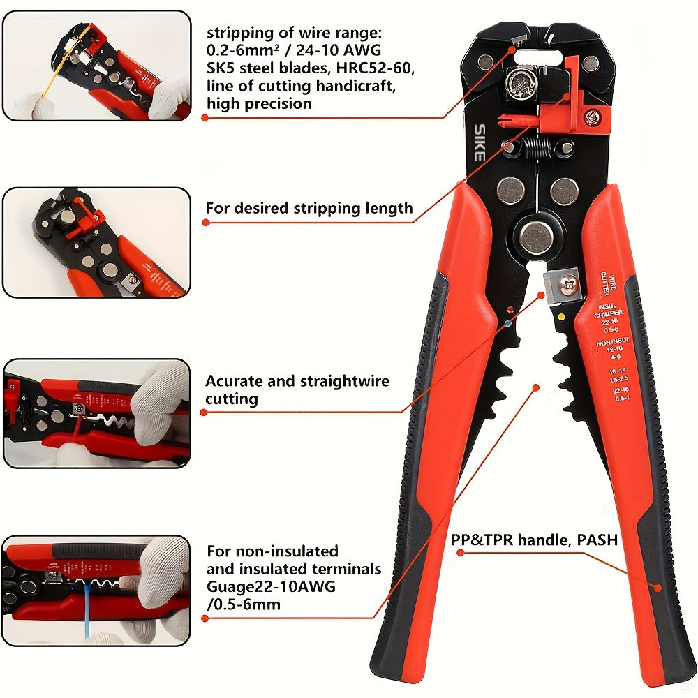 Automatic Wire Stripper - Multi-Function Stripping, Peeling, Crimping & Cutting Tool - 24–10 AWG / 0.2–6mm² - For Electricians & Home Renovation