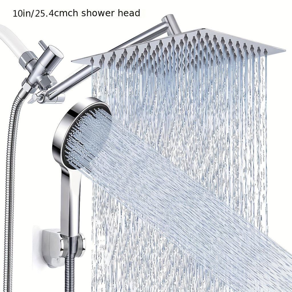 High Pressure Rainfall Handheld Shower Head Combo with 11-Inch Adjustable Extension Arm, 9 Settings, Anti-Leak Design, Chrome and Matte Black Finish
