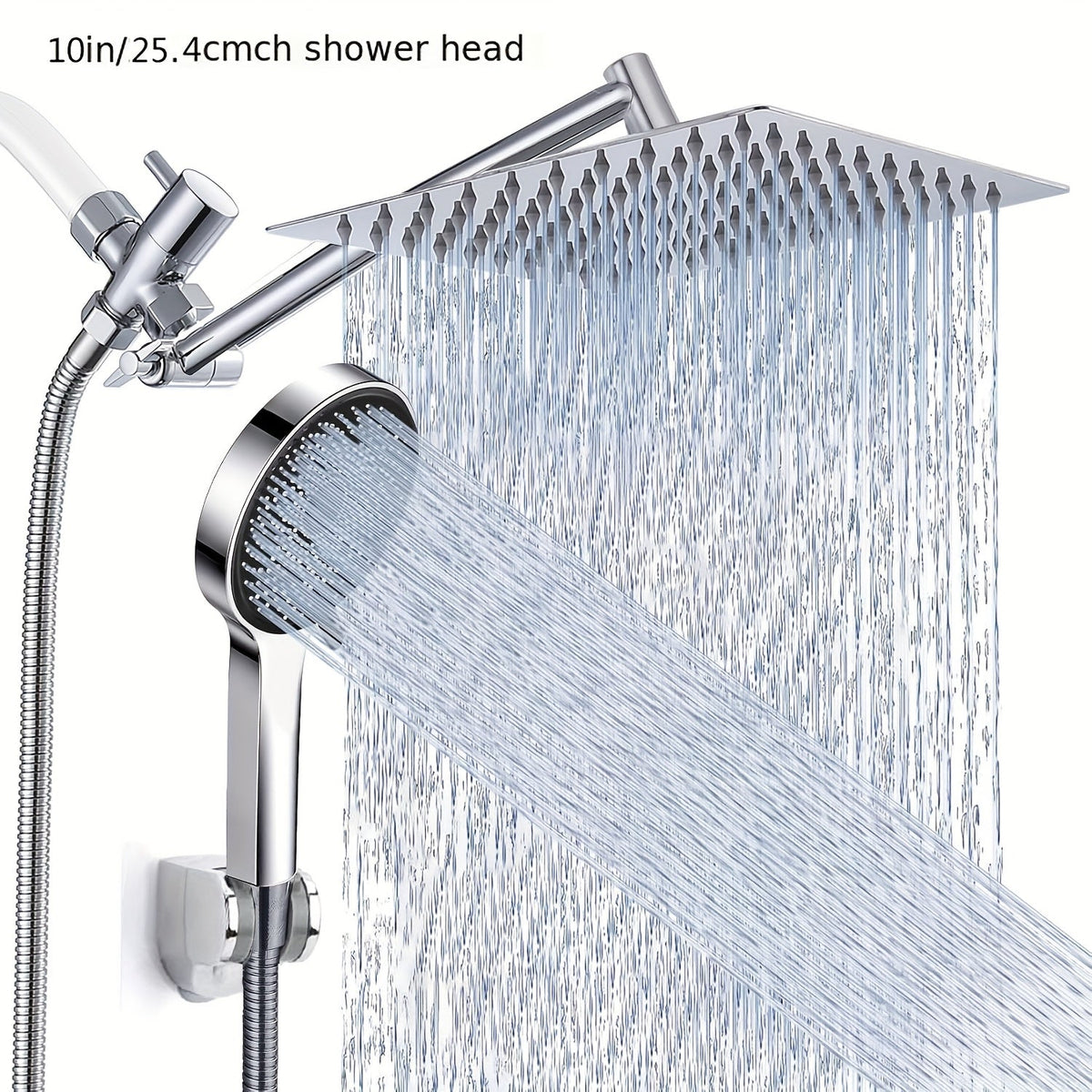 High Pressure Rainfall Handheld Shower Head Combo with 11-Inch Adjustable Extension Arm, 9 Settings, Anti-Leak Design, Chrome and Matte Black Finish