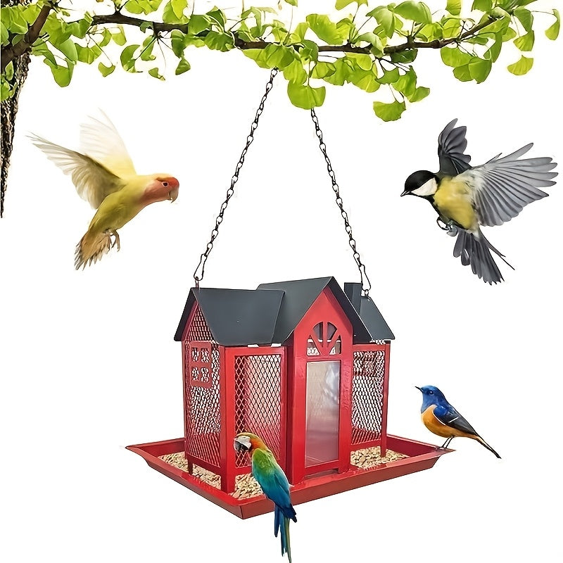 Squirrel-Proof Wild Bird Feeder for Outdoors – 3-Chamber Metal Mesh Large-Capacity Weatherproof Hanging Bird Feeder for Cardinals, Finches, and Backyard Birds, Available in Multiple Colors