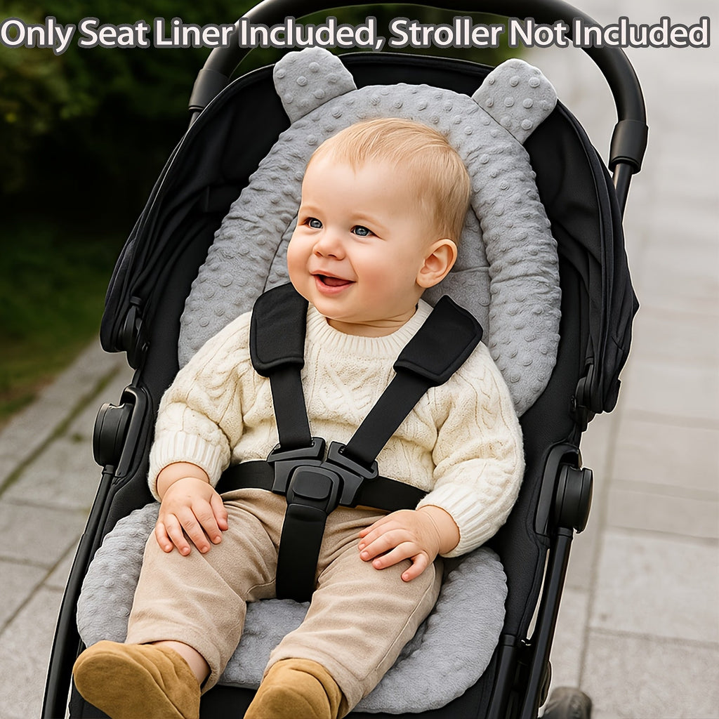 Baby Stroller Seat Pad Cushion Liner with Plush Warm & Breathable Summer Sides, Universal Fit Infant Carriage Insert, Soft Polyester Fiber Comfort Mat