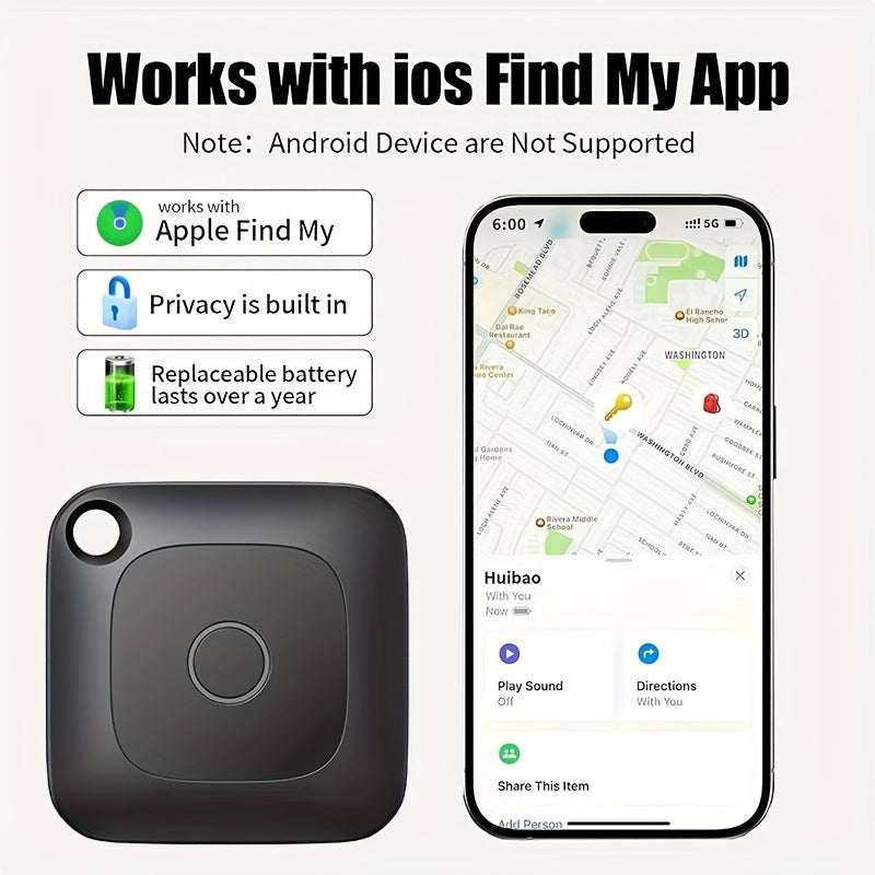 WeTag Smart Bluetooth Item Tracker 1.43" Mini GPS Finder for Keys, Wallets, Luggage, Cars, and Bags – High Decibel Alarm, App Control – 1/2/4/8 Pack – Gift for Travelers