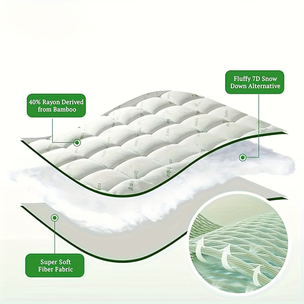 Cool Bamboo Mattress Topper - 450GSM & 1200GSM, 8–21" Deep Pockets - Twin, Full, Queen, King, Cal King & Twin XL - Home, Hotel & Dormitory Bedding - Bamboo Blue