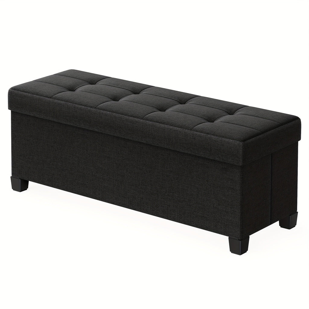 Folding Storage Ottoman Bench 30-Gallon 43.3" – Large Capacity Storage Chest Foot Rest Stool for Bedroom Living Room in Brown Gray Black Blue