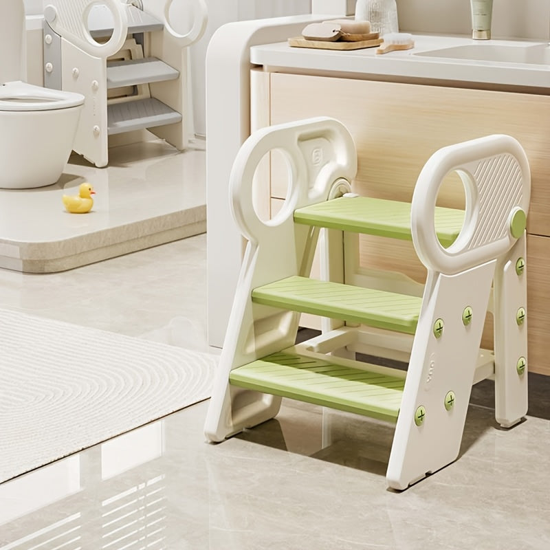 Kids Step Stool 3-Step Adjustable with Handles – Non-Slip Toddler Toilet Potty Training Step Stool Learning Tower for Bathroom Sink Kitchen Counter