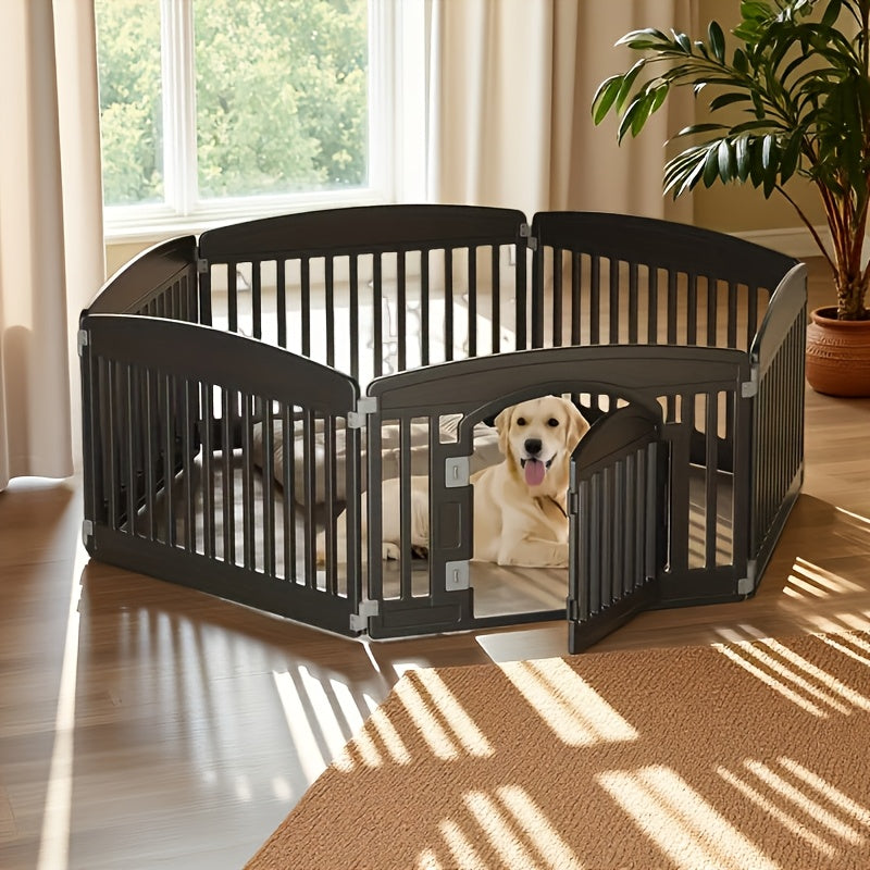 4 & 6 Panel Expandable Dog Playpen with Non-Slip Base, Portable Indoor/Outdoor Puppy Pen with Safety Locking Door for Medium Dogs – Black & White