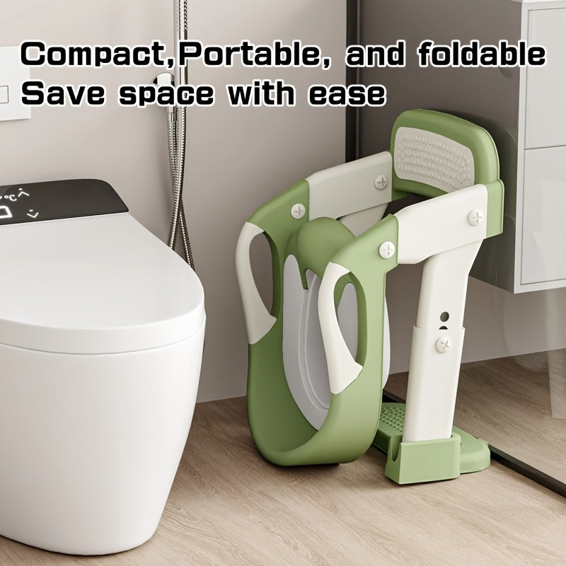 Potty Training Seat with Step Stool Ladder, Adjustable Anti-Slip Kids Potty Chair for Boys & Girls, Wide Steps, Splash Guard & Safety Handles, Green, Grey & Purple