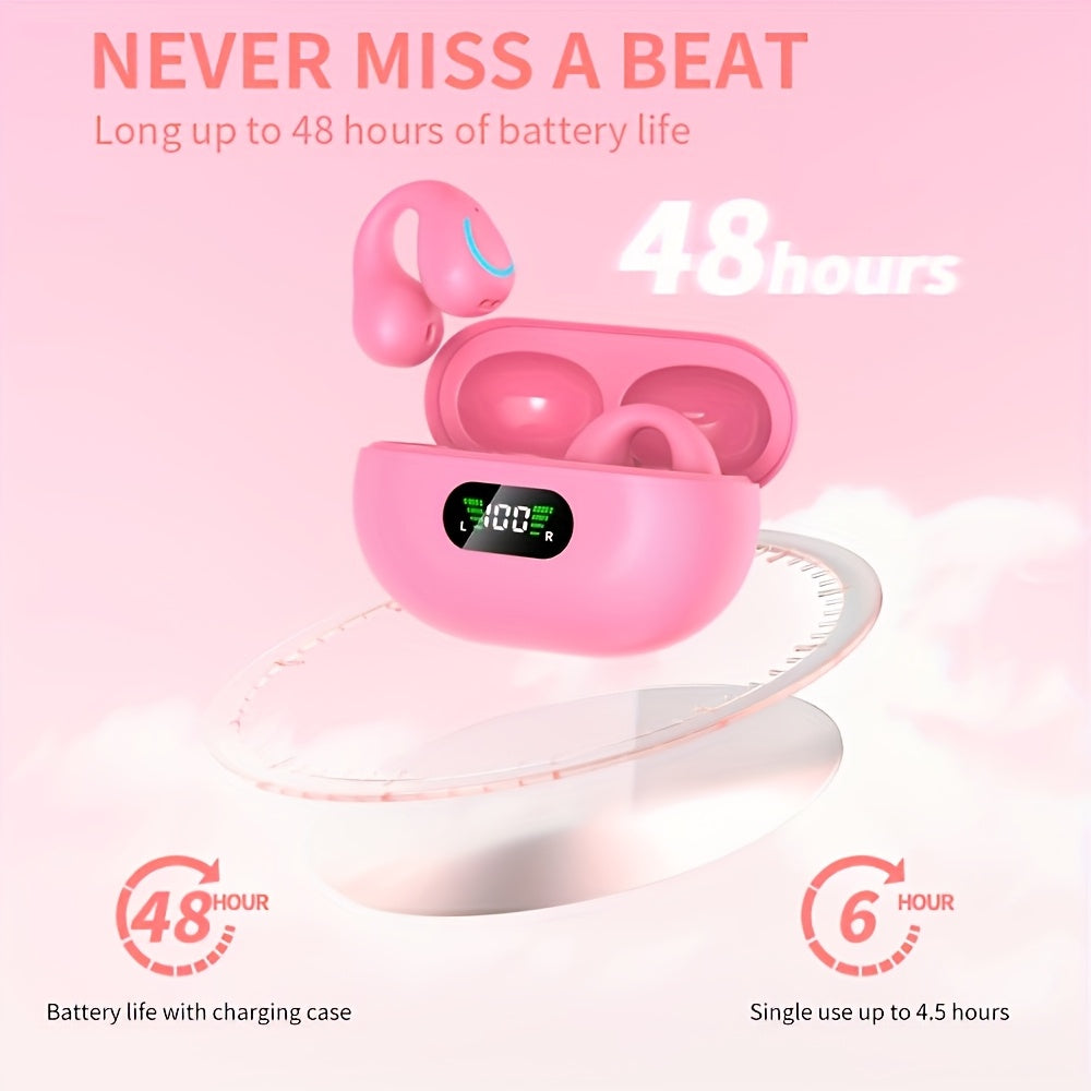 Open-Ear Wireless Earphones Bluetooth 5.4 TWS 360° Ambient Awareness ENC Clear Calls Touch Control All-Day Comfort Sport Fitness Earbuds Secure Fit Truly Open Design