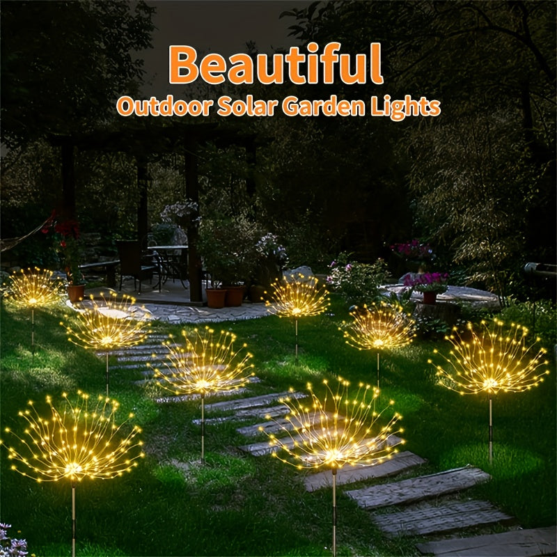 Solar Firework Garden Lights Outdoor, 8 Modes LED Smart Sensor Switch Waterproof Landscape Lighting for Garden, Patio, Walkway, Pathway, Yard, Lawn, Party, and Wedding Decoration (60, 200, 360 LEDs)