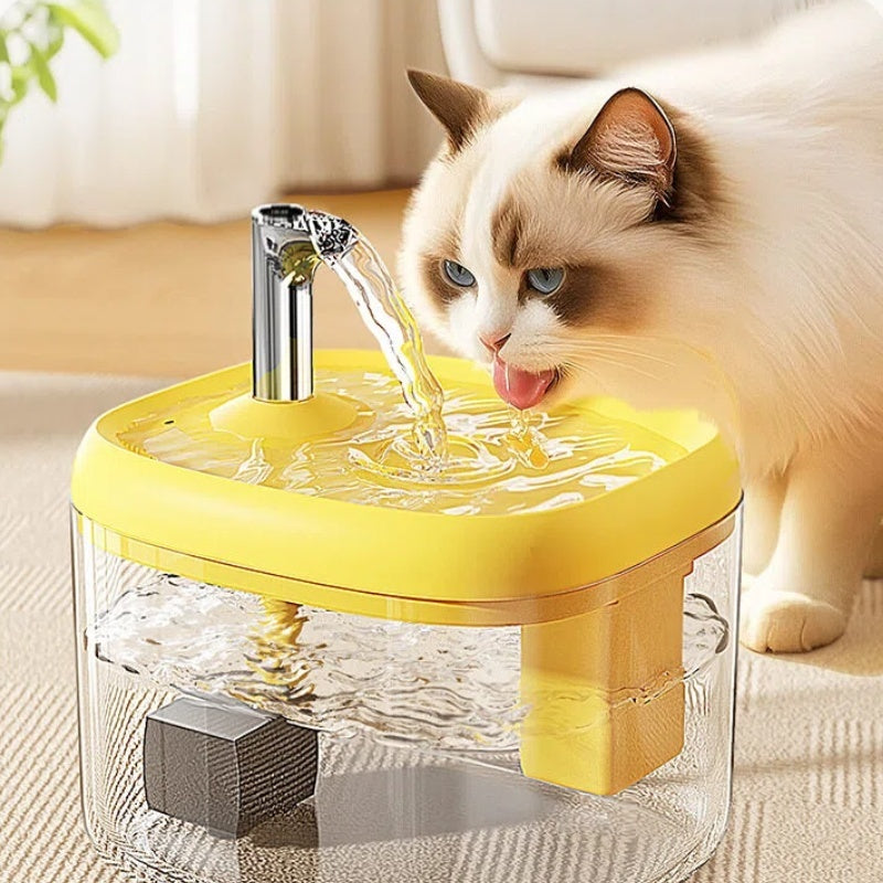 Ultra-Quiet USB Cat Water Fountain – Fully Automatic Circulating Smart Pet Water Dispenser, No Batteries Required, Available in Gray, White & Yellow