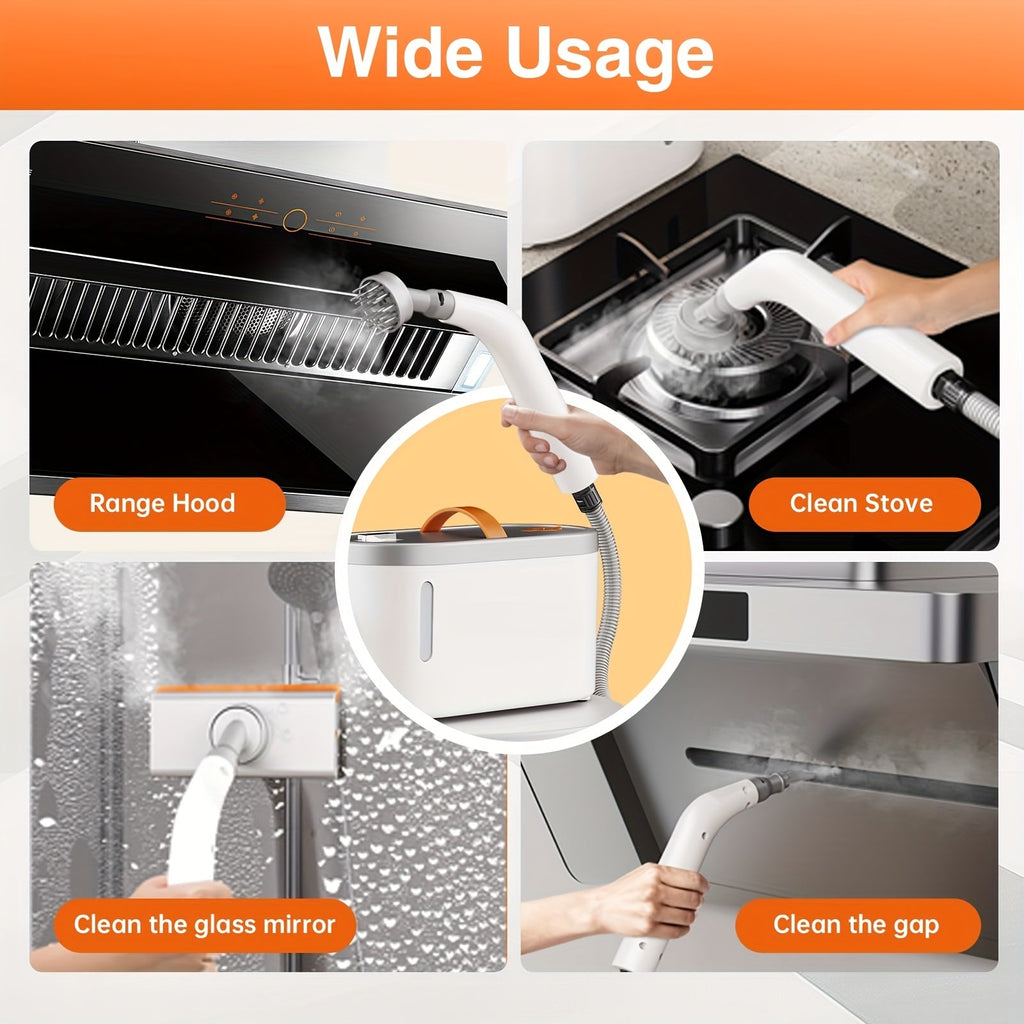 Handheld Steam Cleaner 4.4Bar High-Power Fast Heating 6 Multifunctional Heads 47oz Large Tank Dual Safety for Kitchen, Sofa, Floor, Bathroom, Car, Refrigerator, and Air Conditioner