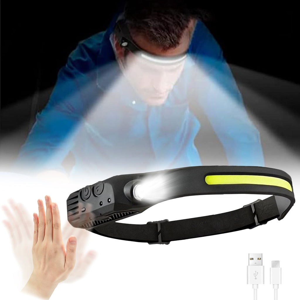4-Pack USB Rechargeable LED Headlamp, Ultra-Bright Hands-Free with Adjustable Headband, Built-in 1200mAh Lithium Battery, Multi-Mode Emergency Work Light for Camping, Hiking, Running, Fishing, and Repairing