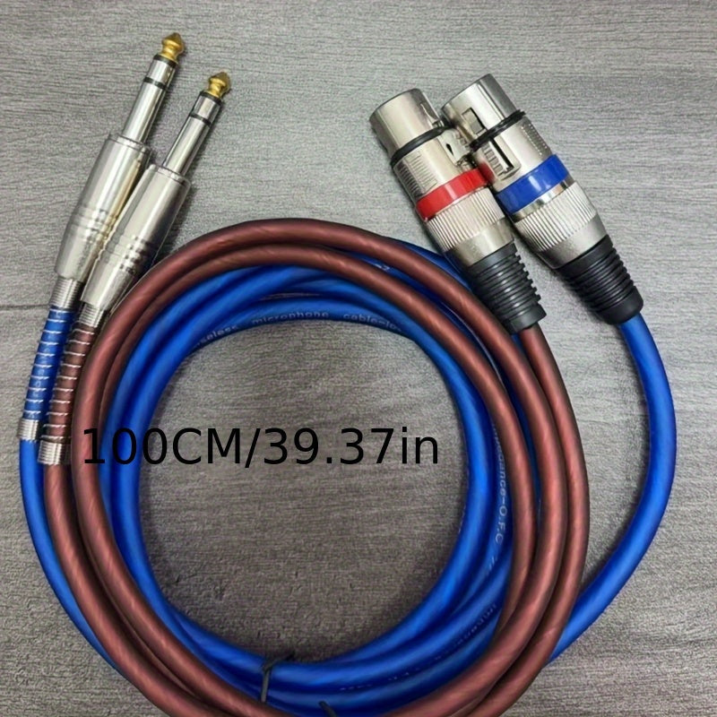 2-Pack 6.5mm TRS to XLR Female Balanced Audio Cable – Tinned Copper Core Mic Cord for Microphones, Mixers, Recording Studios & Stage Lighting, Available in 3FT, 39-Inch & 78-Inch Lengths