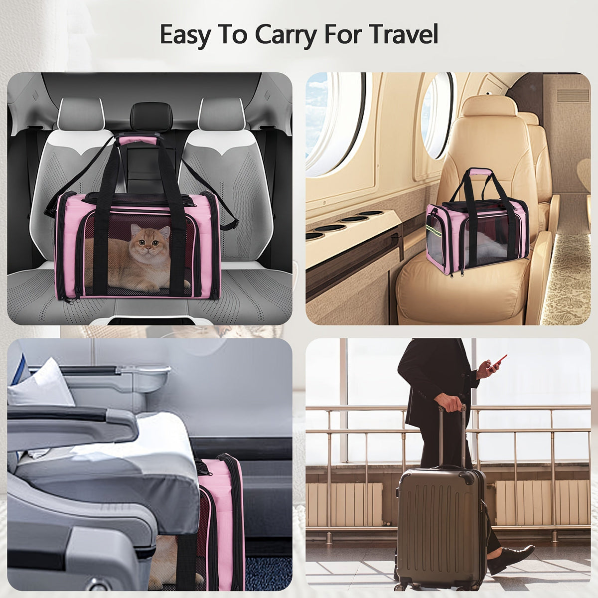 Airline Approved Soft-Sided Pet Carrier – TSA-Compliant Collapsible Travel Bag for Small Dogs, Cats & Kittens Under 15 lbs, Fits Under Airplane Seat