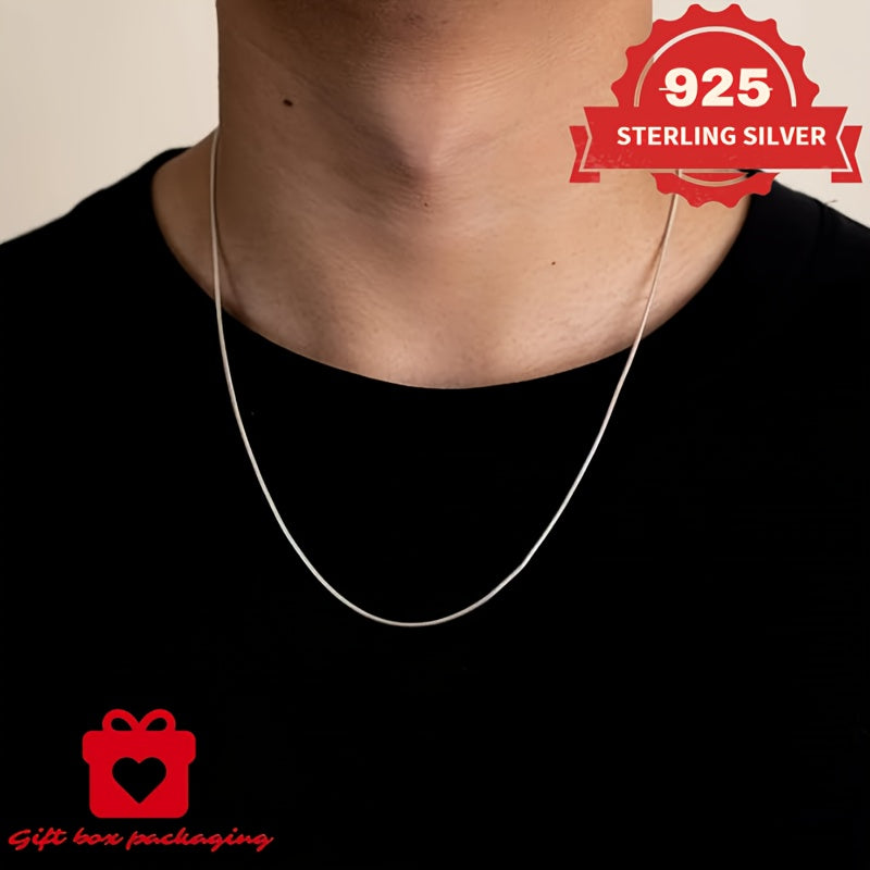 925 Sterling Silver 1mm Snake Chain Necklace Unisex – Handmade Round Snake Chain Lengths 16–24 Inches, Gift Box Included, Perfect for Daily Wear, Mother’s Day & Gifts for Him or Her