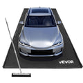 Garage Floor Containment Mat, 7 Ft 9 In x 18 Ft, PVC Non-Slip Waterproof, 30mm Raised Thickened Edge, Squeegee Included, Hook & Loop Tape, Protection from Snow, Rain & Mud, for Car Parking, Black