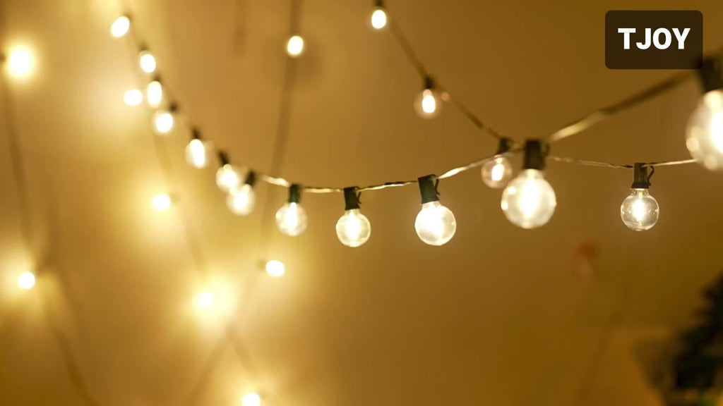 Solar LED String Lights Outdoor Waterproof 50FT & 100FT – ST38 Shatterproof Dimmable Bulbs, USB-C & Solar Powered, 4 Modes, for Patio, Yard, Pool, Garden, Wedding, Camping, and Christmas Decor