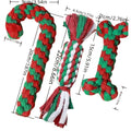 Christmas Dog Rope Toys 3-Pack – Candy Cane Shape Chew-Resistant Tug-of-War Rope Toy Set for Small & Medium Dogs, Durable Teeth Cleaning Knot Toys in Red, White & Green Holiday Colors