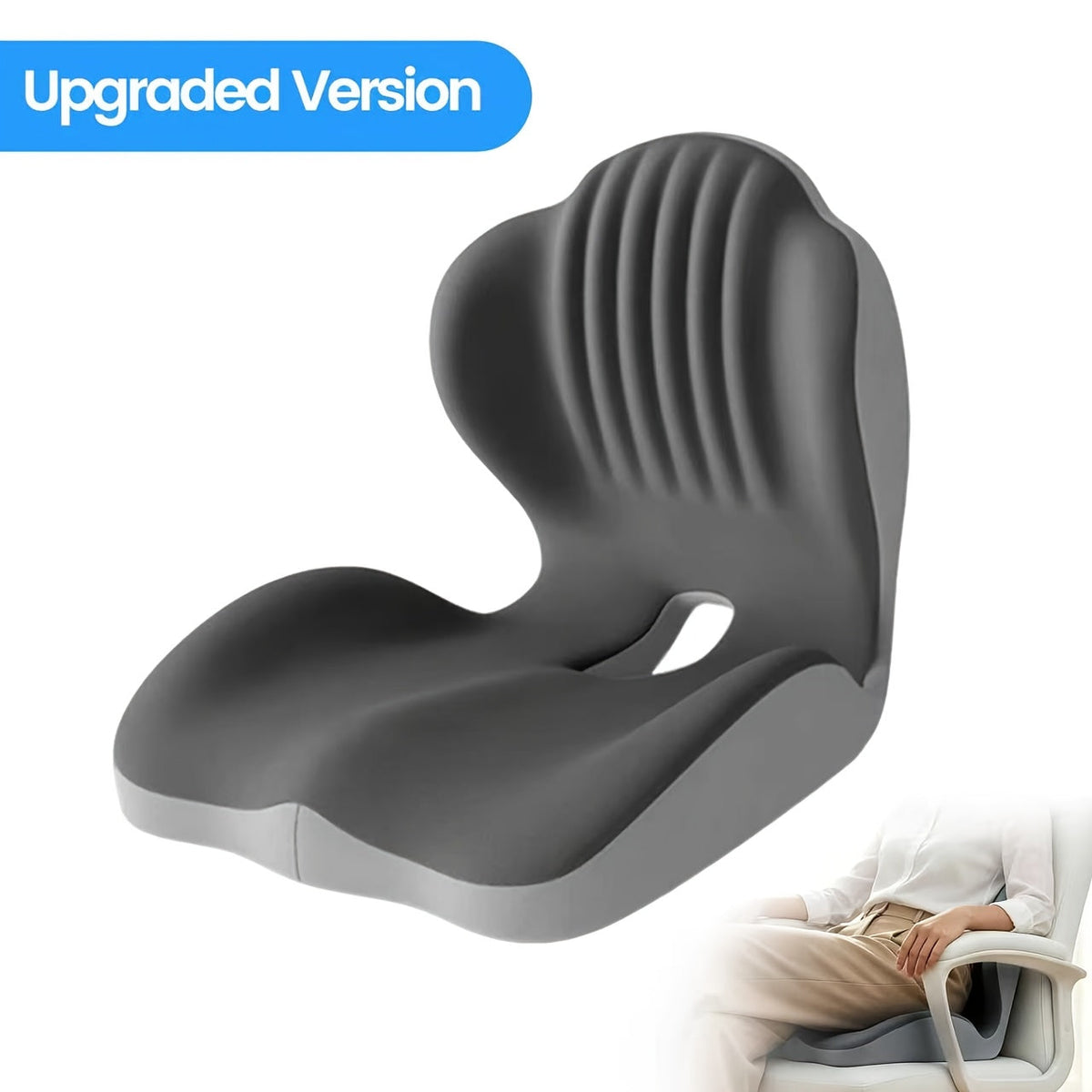 Ergonomic Memory Foam Seat Cushion with Back Support & Breathable Hollow Design – Comfortable Coccyx Cushion for Office Chair, Car Seat, and Long-Term Sitting, Unisex
