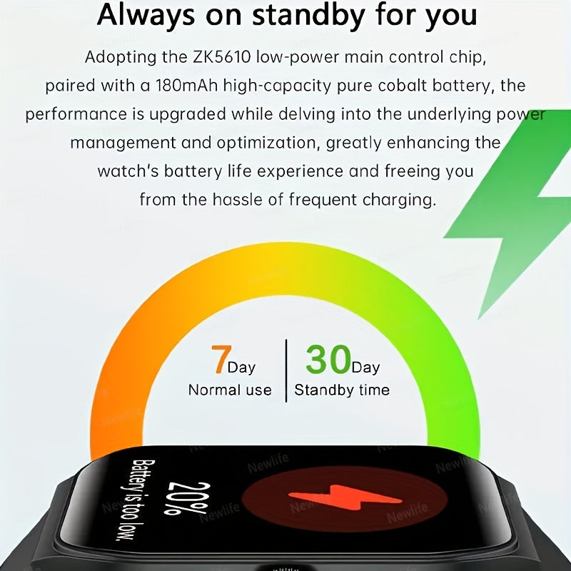 Smartwatch 1.83-Inch Full Touch Screen, Wireless Calling, Message Reminder, Heart Rate & Sleep Monitor, Pedometer, Multi-Sport Modes, USB Rechargeable Fitness Watch for Men and Women