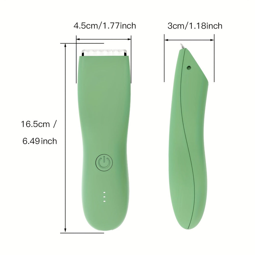 Professional Body Hair Trimmer - IPX6 Waterproof Wet & Dry - Anti-Cut Replaceable Ceramic Blade - Manscape Groomer for Men & Bikini Trimmer for Women - Black, Green & Blue