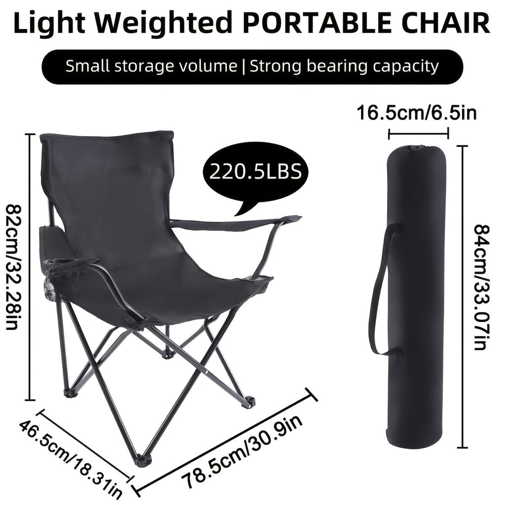 Foldable Camping Chairs 2 Pack – Steel Frame, Oxford Cloth, Cup Holders, Portable Storage Bags for Outdoor BBQ, Courtyard, Beach, Picnic, Holiday Gift