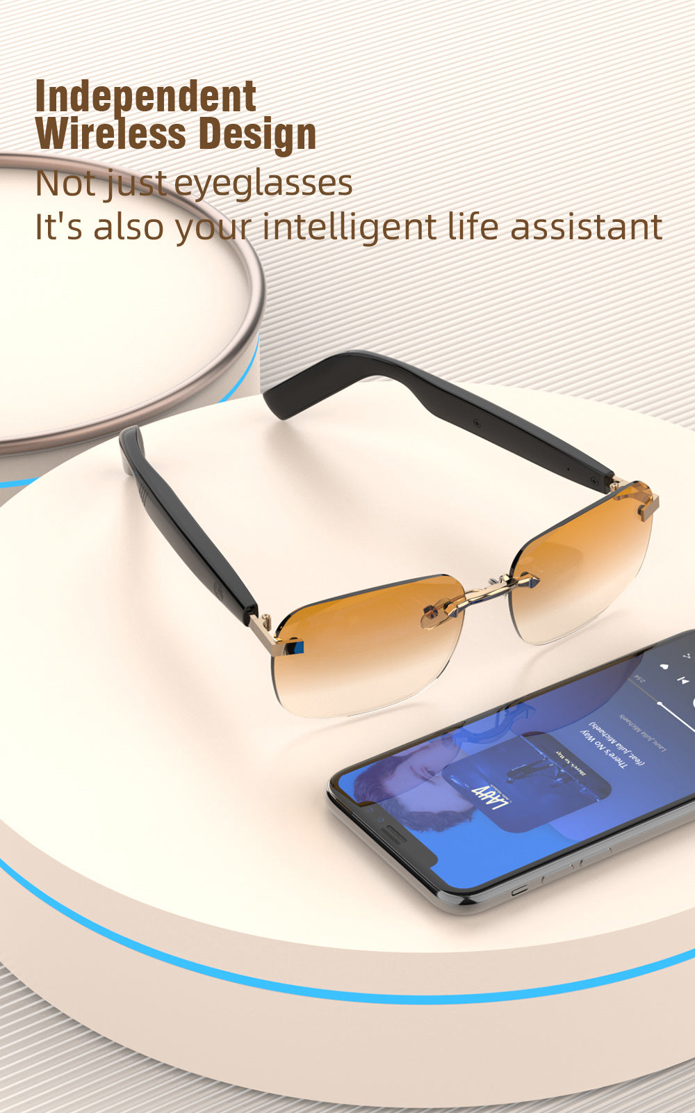 Bluetooth Smart Glasses with Touch Controls & Open Ear Audio – Integrated Microphone, Hands-Free Calls & Music, Polarized Lenses, Ideal for Outdoor Sports, Driving & Everyday Wear