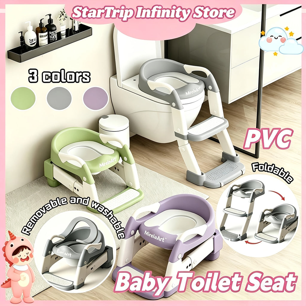 Potty Training Seat with Step Stool Ladder, Adjustable Anti-Slip Kids Potty Chair for Boys & Girls, Wide Steps, Splash Guard & Safety Handles, Green, Grey & Purple