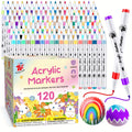 120 Colors Acrylic Paint Markers Set – Waterproof, Non-Toxic, Odorless Paint Pens for Rock, Pottery, Glass, Wood, Canvas, Fabric & More, Art Supplies for Adults & Kids