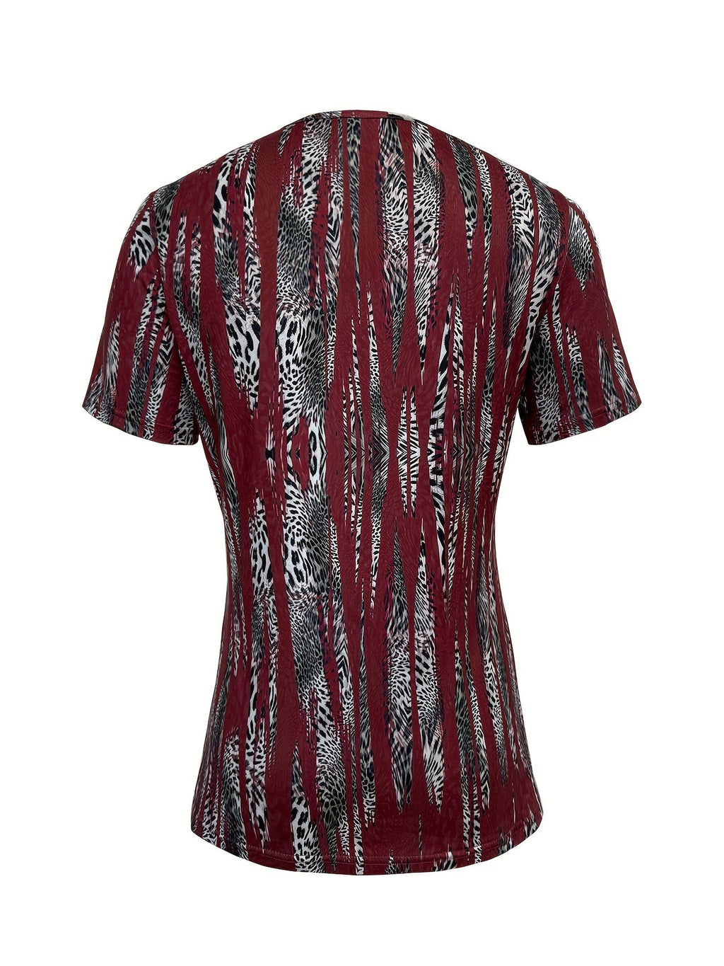 Women's Square Neck Paisley Print 2-in-1 T-Shirt Top – Casual Boho Daily Outing Layered Style Short Sleeve Spring/Summer Fashion