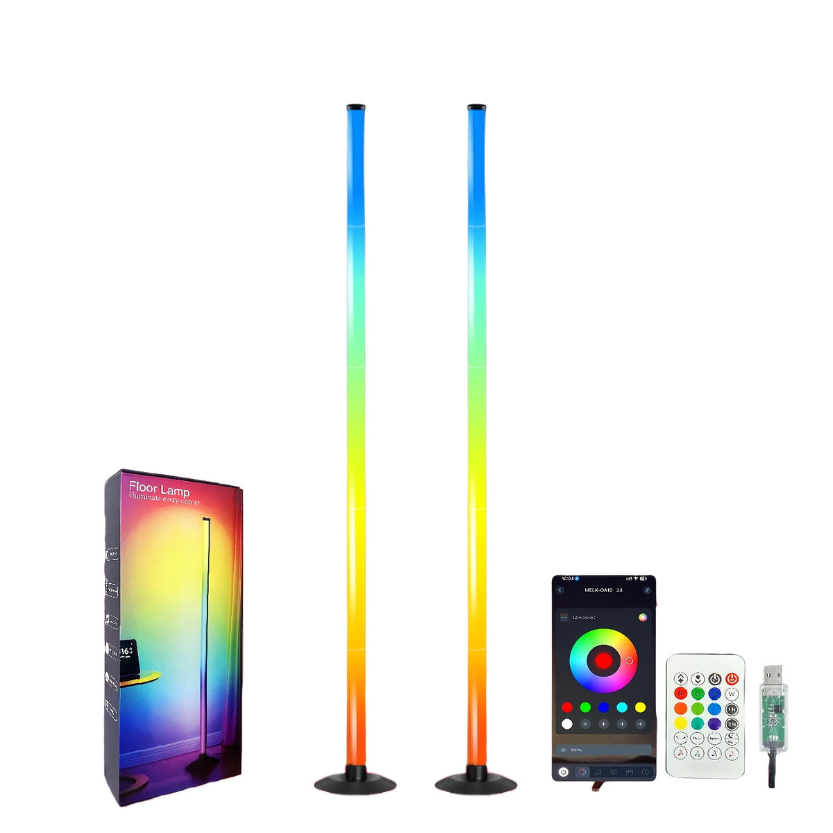 Smart RGBICB LED Floor Lamp with App and Remote Control, Color-Changing Corner Mood Lighting for Living Room, Bedroom, Gaming Room, Office, Home Decor, Birthday, and Christmas Gift