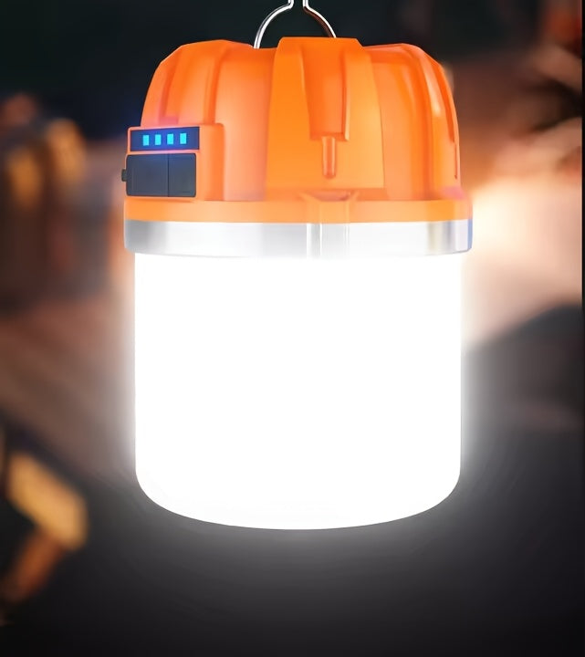 LED Camping Lantern USB Rechargeable with Built-In Power Bank, Ultra-Bright Portable Hanging Tent Light for Camping, BBQ, Patio, and Outdoor Emergency, Charges Mobile Phones, Freestanding & Hanging Design