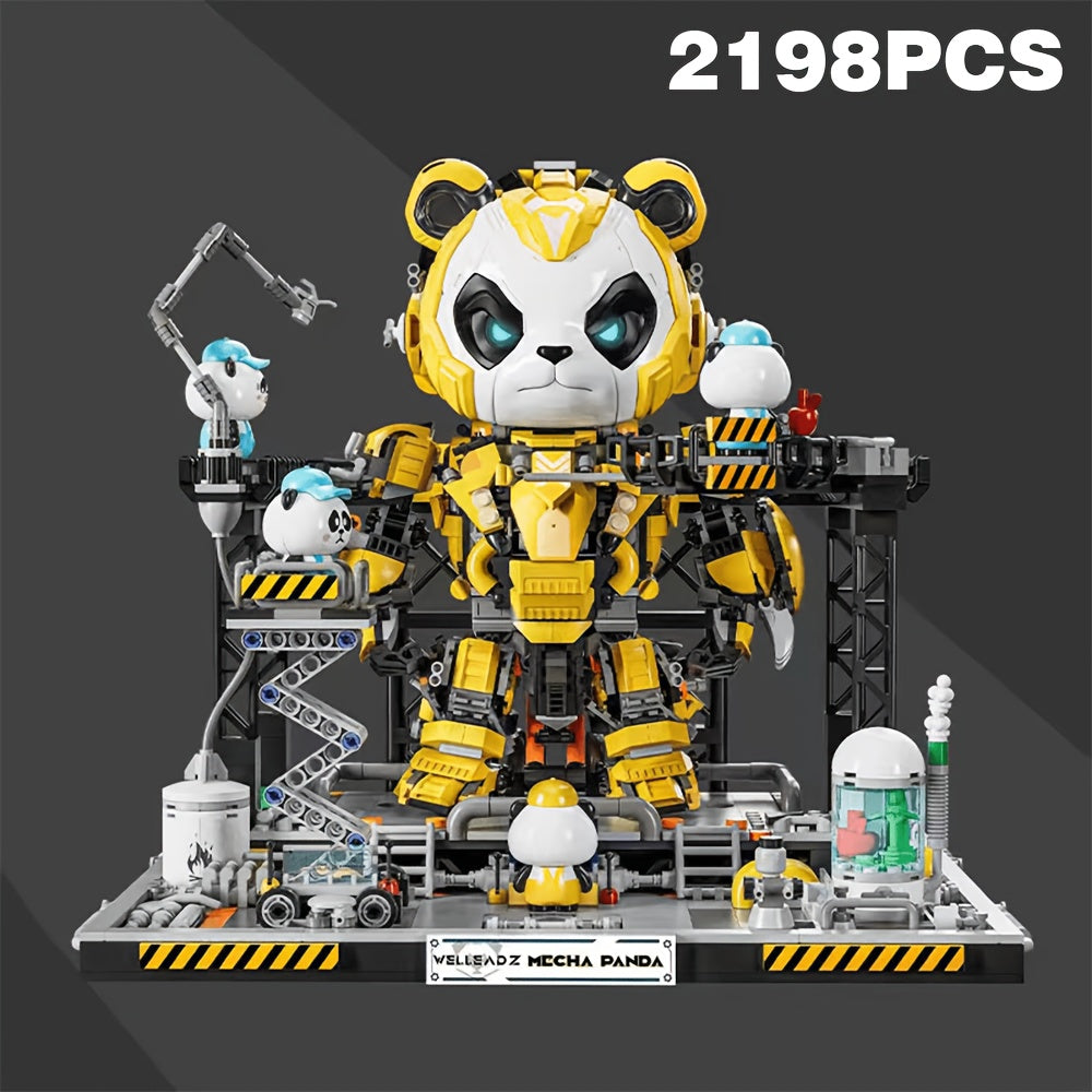 2198pcs Mecha Panda Building Blocks Set - Cool Transforming Robot Puzzle Toy for Kids & Adults, Creative STEM Brick Kit, Perfect Christmas Birthday Gift, Living Room Display Model