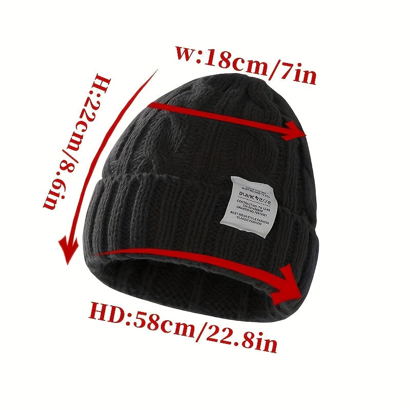 2 Pack Winter Knit Beanies for Women and Men, Candy-Colored Chunky Cable Knit Warm Hats with Ear Protection, Loose Fit Slouchy Beanie for Outdoor Streetwear in Cold Weather