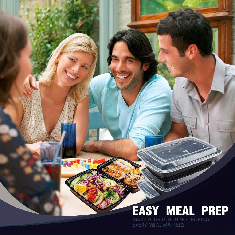 38oz Black Rectangular Meal Prep Containers 100/200 Pack Leakproof Stackable Disposable Food Storage Bento Box BPA Free Microwave, Dishwasher, and Freezer Safe for Takeout, Lunch, and Picnic