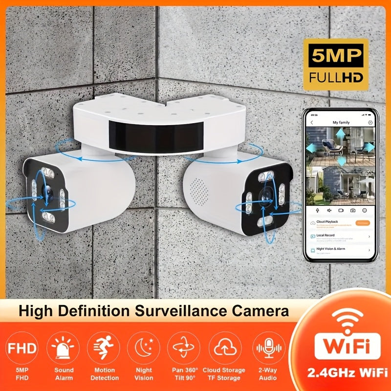 Dual Lens PTZ Security Camera Outdoor WiFi – 360° Pan Tilt Zoom 5MP, 10x Digital Zoom, Motion Detection, Two-Way Audio, Siren Alarm, Color Night Vision, App Control, Home Surveillance Camera