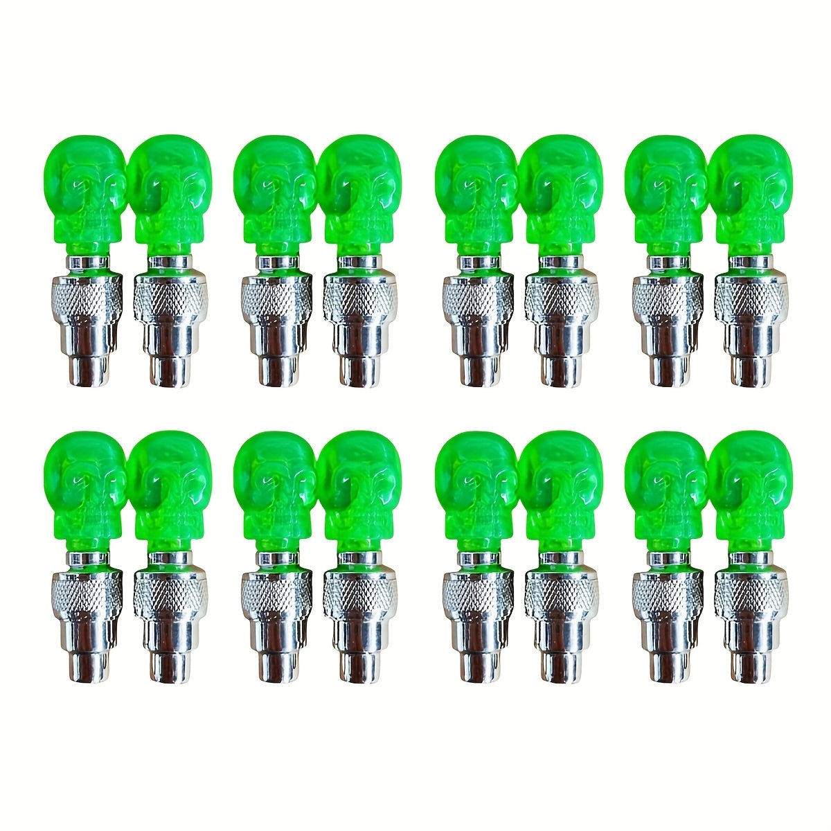 LED Tire Valve Stem Caps with Breathing Light & Running Horse Effect, 4/8/16pcs Glow Wheel Valve Core Caps for Car, Motorcycle, Bike – Wind Fire Wheel Light, UV & Explosion Proof – Green/Red/Blue Skeleton
