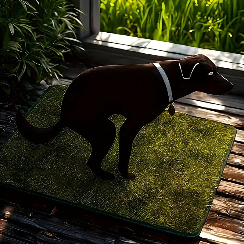 Washable Reusable Dog Training Pad – Anti-Odor Artificial Grass Pee Pad with Waste Bags, Indoor & Outdoor Use, M & L Sizes, Black Silhouette Design