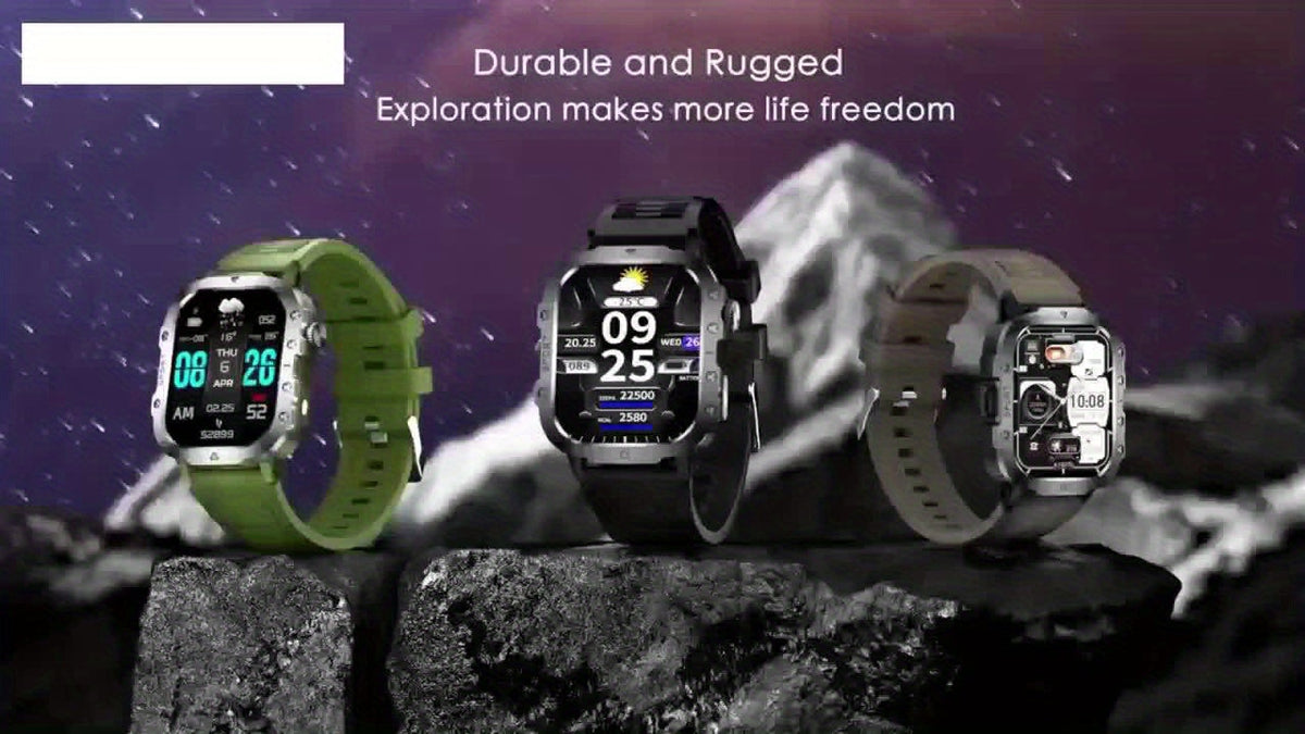 Large Screen Smartwatch Compatible with iPhone & Android, Wireless Calling, SMS, Fitness Tracker, Heart Rate Monitor, Remote Camera Control, USB Rechargeable for Men & Women - Modern Design Travel Gift