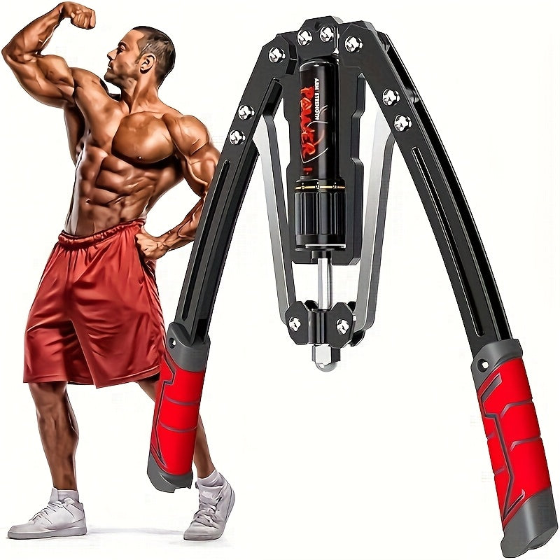 Hydraulic Arm Trainer – 22-440 lbs Adjustable Resistance, 20 Levels, Carbon Steel Foldable Home Gym Equipment for Chest, Shoulder, and Back Multi-Muscle Workout, Non-Slip Handle